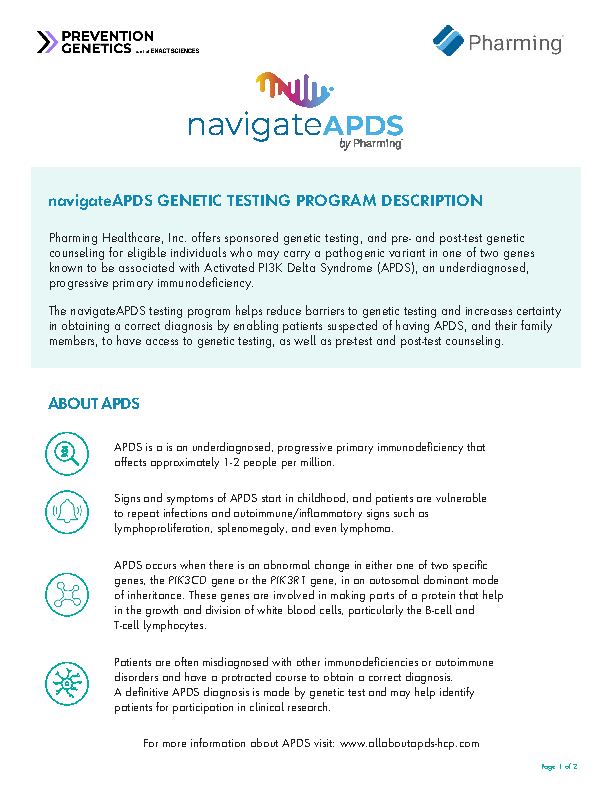 NavigateAPDS Genetic Testing Information Sheet