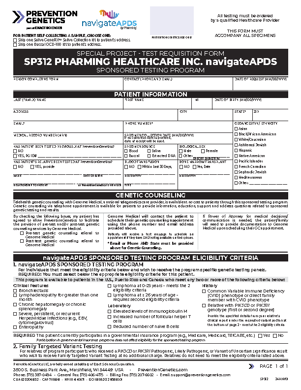 NavigateAPDS Test Requisition Form